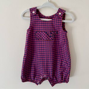 Vineyard Vines Kids Red and Blue Gingham Bubble Romper